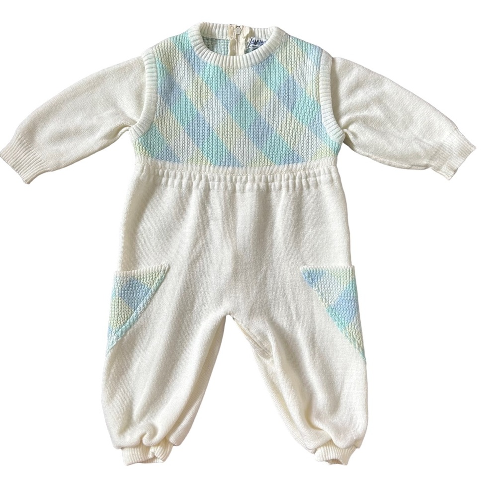 Vintage Carriage Boutiques Cozy Romper Infant 6M 9M Knit Pastel